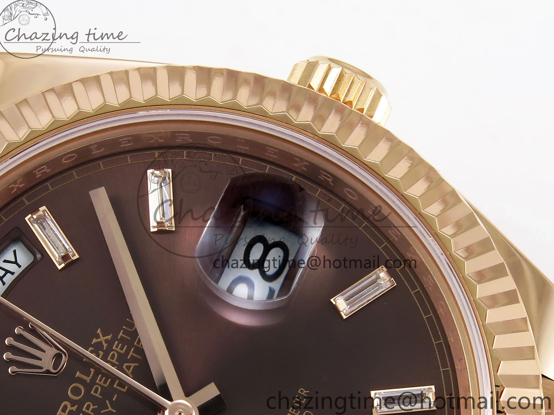 Brown 40 on DayDate Steel Dial Crystal 228235 904L President Bracelet VR3255 ARF 0225